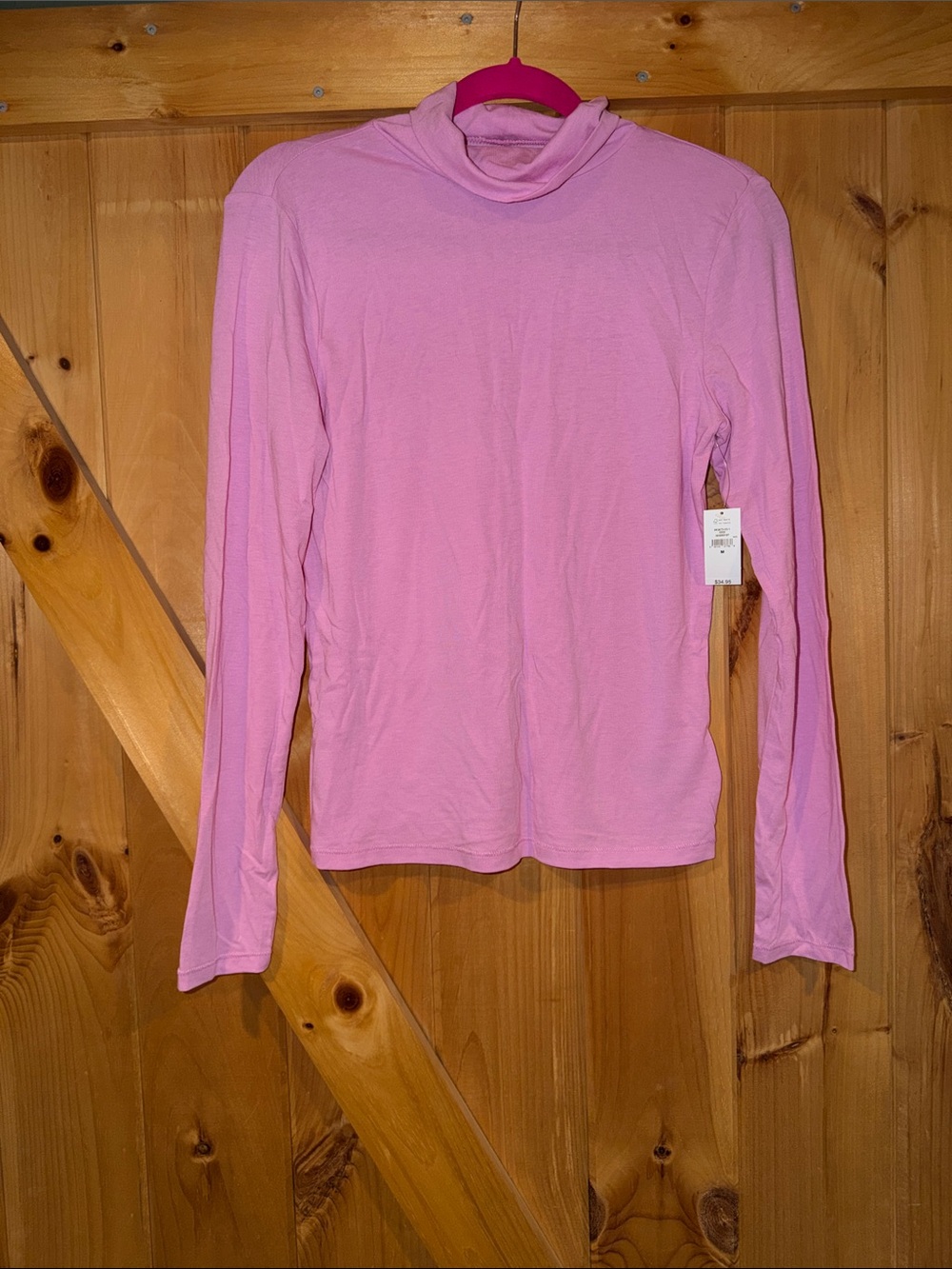 GAP Light Pink Long-Sleeve Mock Neck Tee